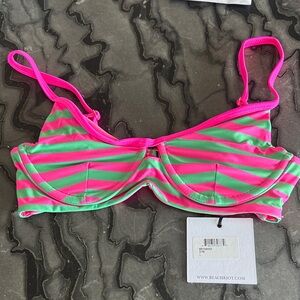 Beach Riot Women's Striped Underwire Bikini Top in Hot Pink and Green